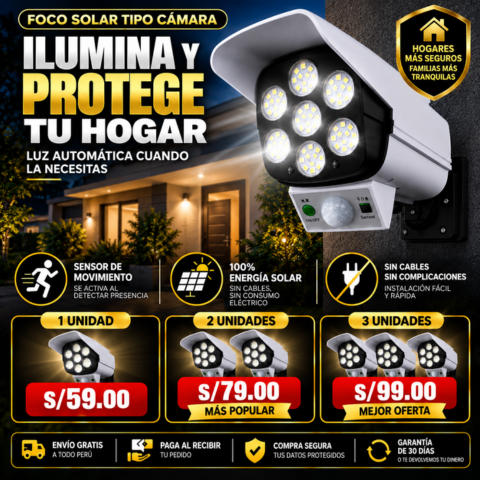 Lampara Led Tipo Cámara con Sensor de Movimiento