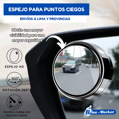 ESPEJO RETROVISOR DE PUNTOS CIEGOS PARA AUTO 360° (PACK X 2 UNID)