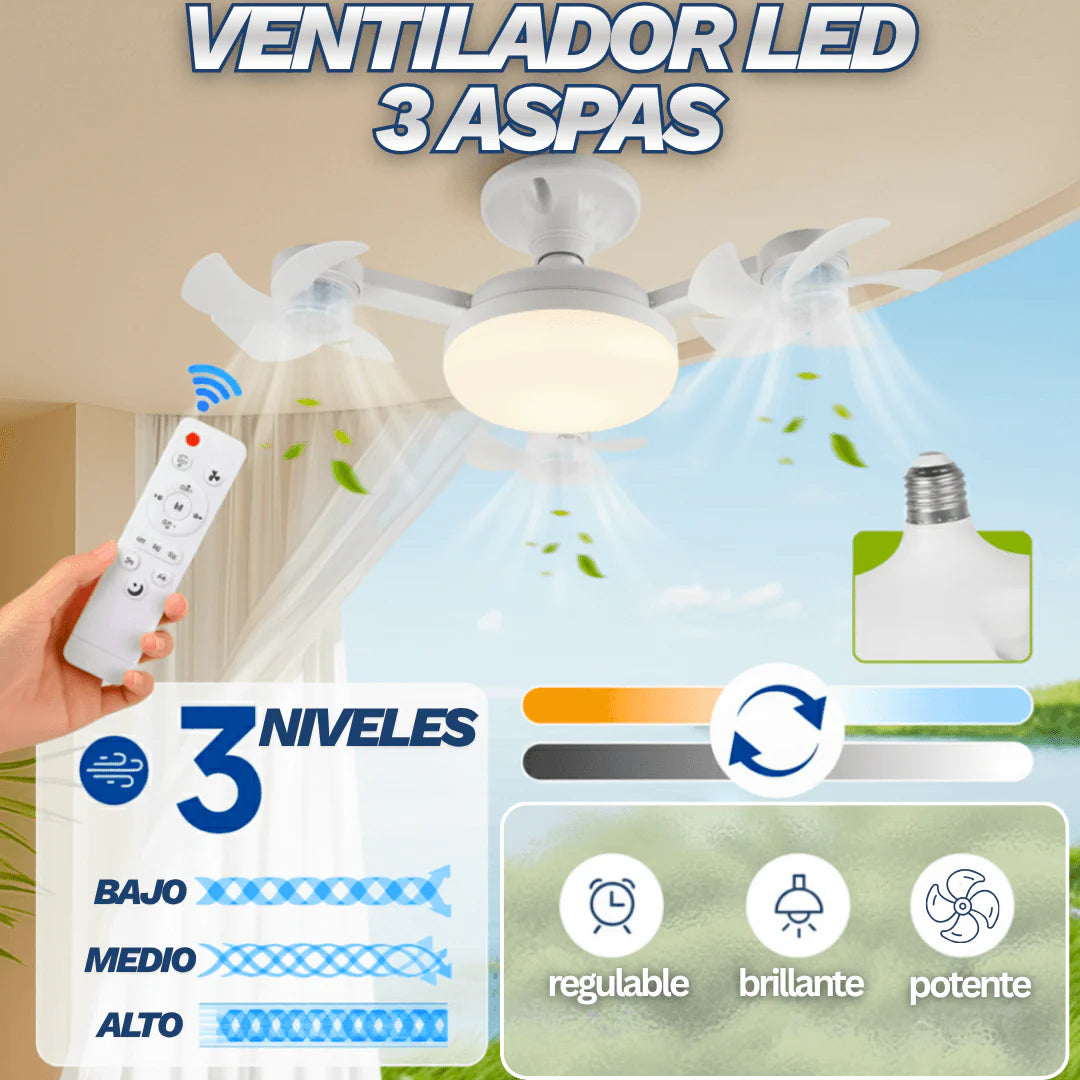 VENTILADOR LED  DE 3 ASPAS